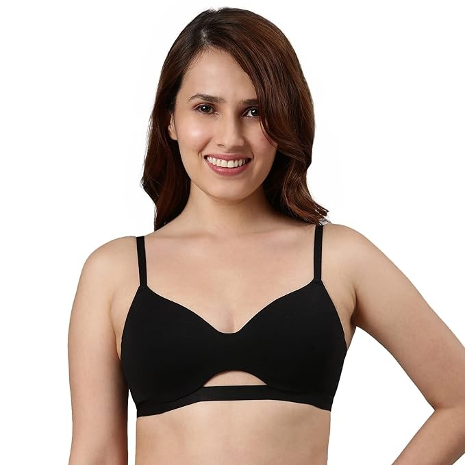 Enamor Innovations Cloudsoft, Invisi Neckline Women's Cotton Everyday T-Shirt Bra - Padded, Wirefree, Medium Coverage