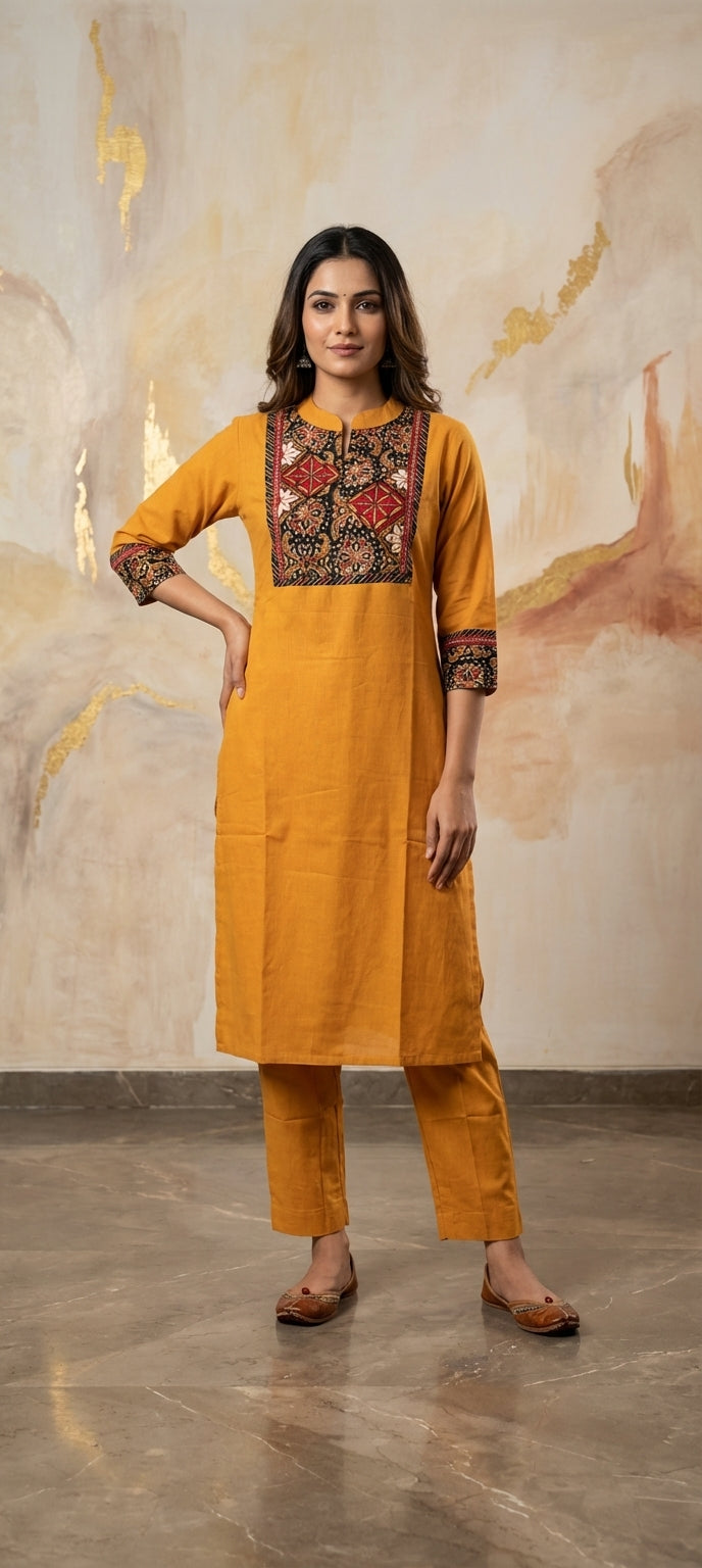 Classic Ethnic Embroidered Kurti Pant Set for Women