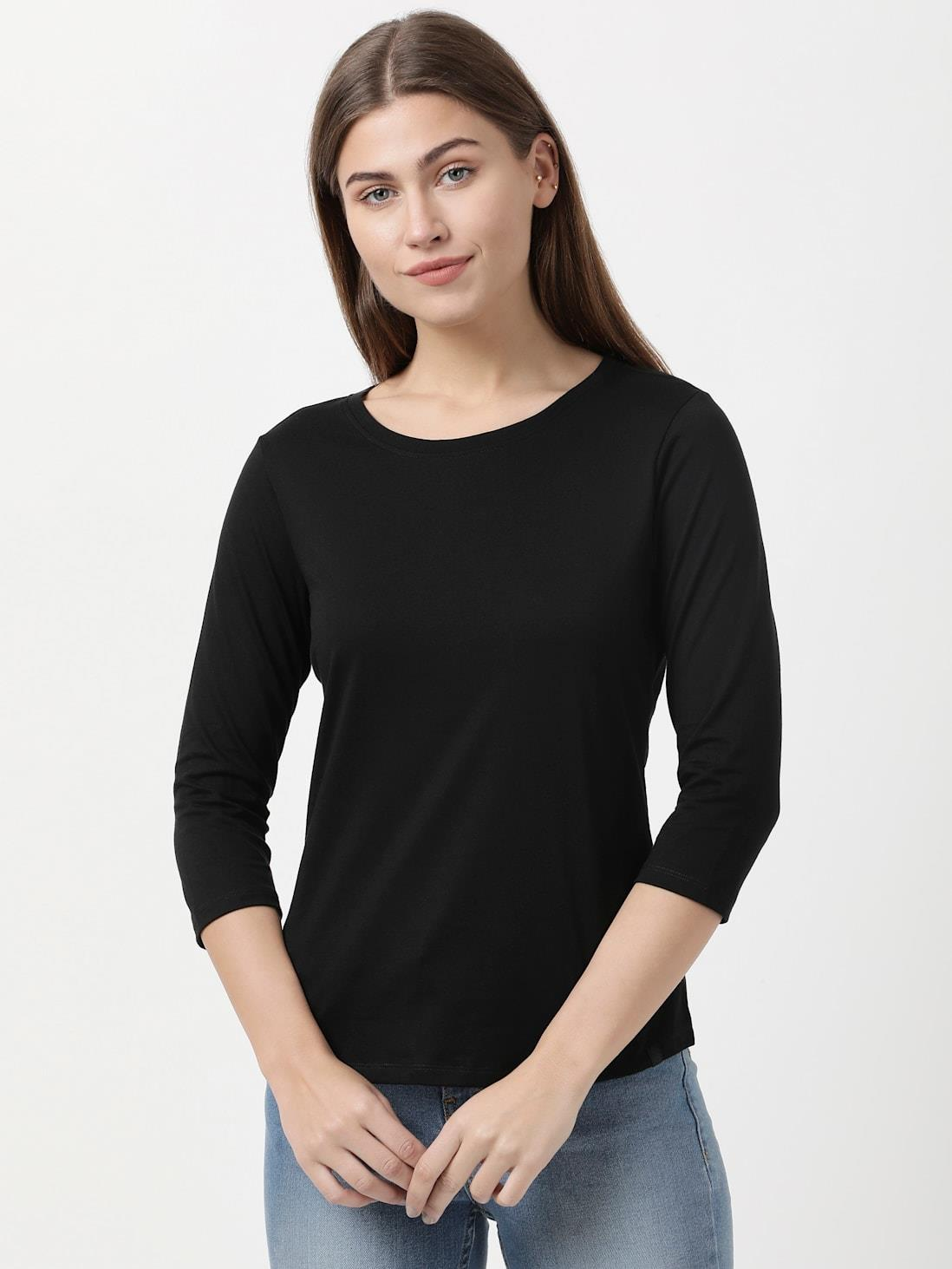 JOCKEY LADIES R-NECK T-SHIRT 3/4 SLEEVE SUPER COMBED COTTON T-SHIRT
