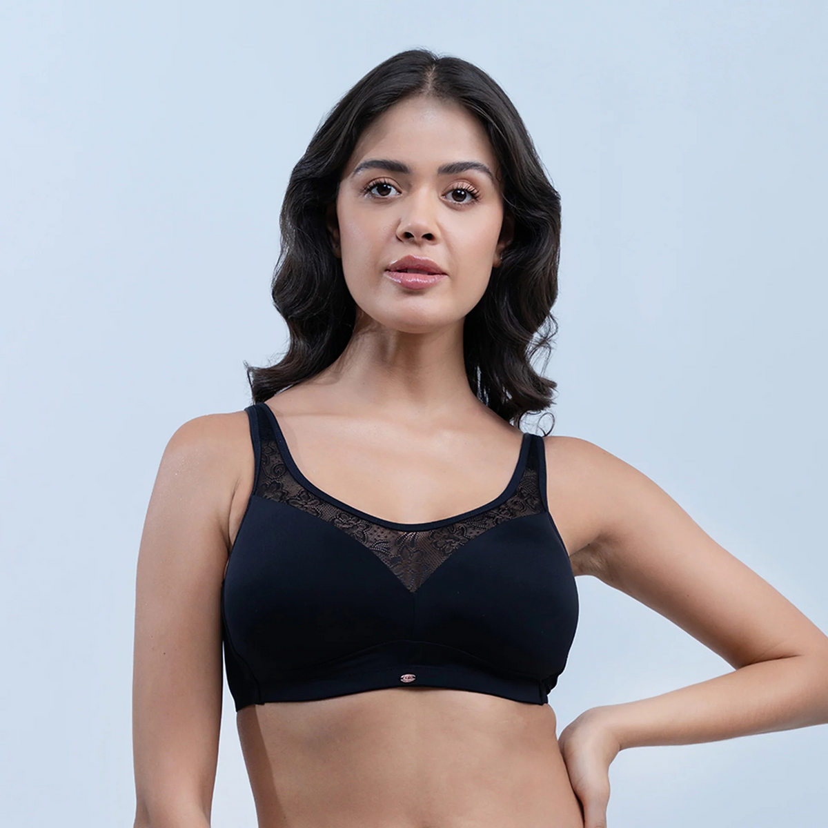 SOIE Women’s Full Coverage Padded Non-Wired Lacy Cami Bra|Soft Nylon Spandex Everyday Comfort Bra with Adjustable Straps & Feminine Lace Detailing