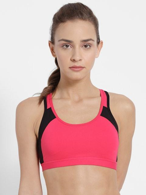 Jockey 1380 Women Super Combed Cotton Active Bra | Wirefree | Padded | Racer Back Styling |