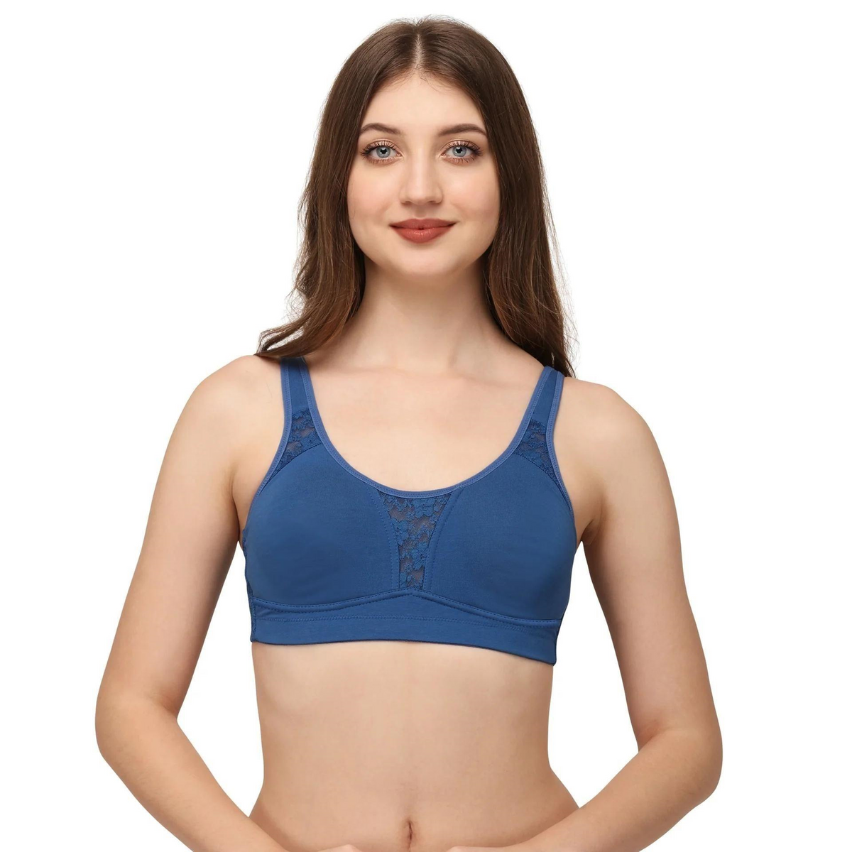 SOIE Women’s Full Coverage Minimizer Bra|Non Wired, Non Padded, Triple Layered Cups|Breathable Stretch Cotton with Lace & U-Back Support