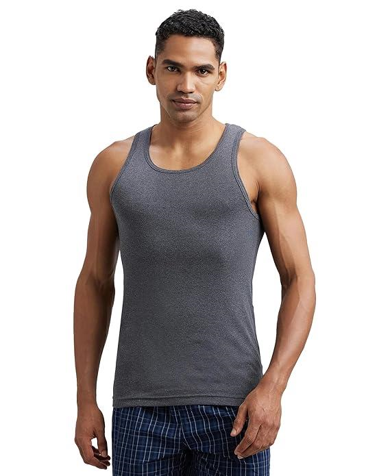 Jockey Men's Super Combed Cotton Rib Round Neck Slim Fit Sleeveless Vest with Extended Length for Easy Tuck