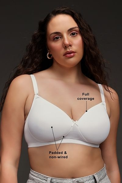 Clovia Women Polyamide Solid Padded Full Coverage Wire Free T-Shirt Bra