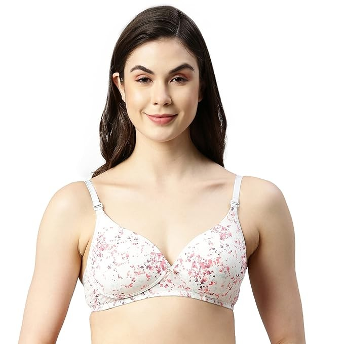 Enamor Medium Coverage Wirefree F023 Perfect Plunge Women T-Shirt Lightly Padded Bra