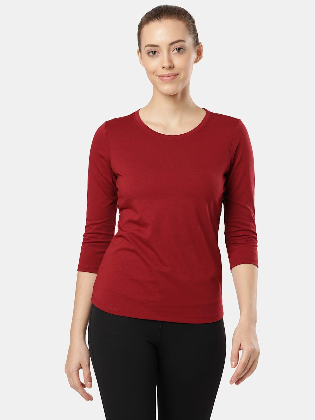 JOCKEY LADIES R-NECK T-SHIRT 3/4 SLEEVE SUPER COMBED COTTON T-SHIRT
