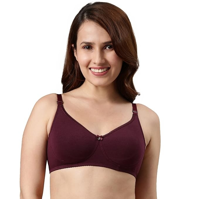 Enamor A055 Comfort Shaper Cotton Plus Size T-Shirt Bra for Women- High Coverage, Non Padded and Wirefree