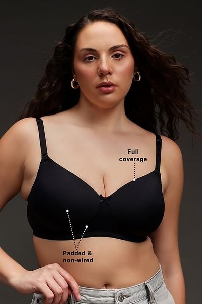 Clovia Women Polyamide Solid Padded Full Coverage Wire Free T-Shirt Bra