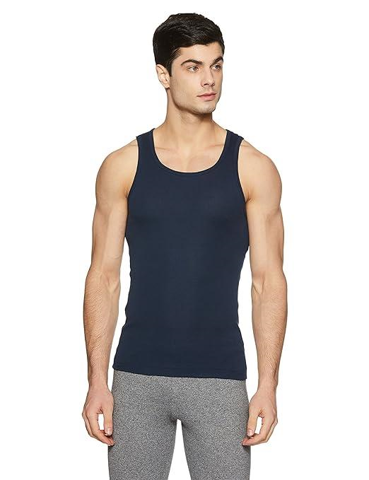 Jockey Men's Super Combed Cotton Rib Round Neck Slim Fit Sleeveless Vest with Extended Length for Easy Tuck