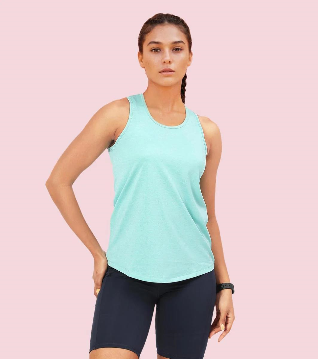 Enamor Sleeveless Round Neck Regular Length Tank T-Shirt - Slim Fit, Quick Dry, Antimicrobial