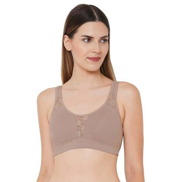 SOIE Women’s Full Coverage Minimizer Bra|Non Wired, Non Padded, Triple Layered Cups|Breathable Stretch Cotton with Lace & U-Back Support