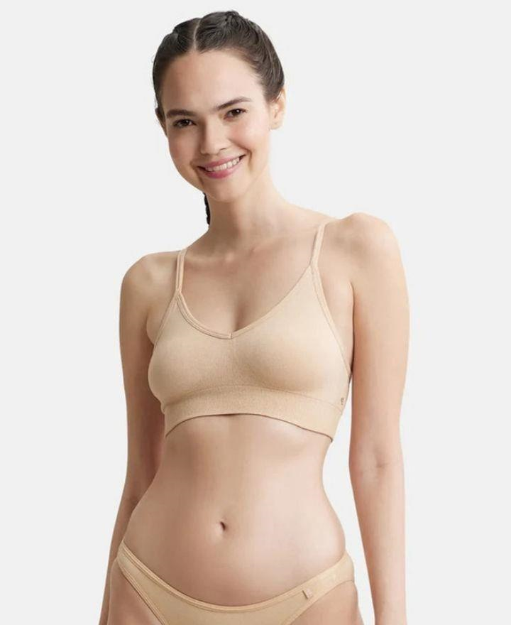 Jockey Women's Wired Padded Super Combed Cotton Elastane Strech Medium Coverage Plunge Neck Pushup Bra with Multiway Styling