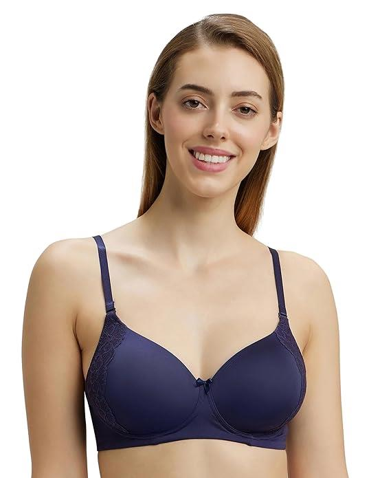Jockey  Women's Wirefree Padded Soft Touch Microfiber Nylon Elastane Stretch Full Coverage Lace Styling Multiway T-Shirt Bra with Adjustable Straps