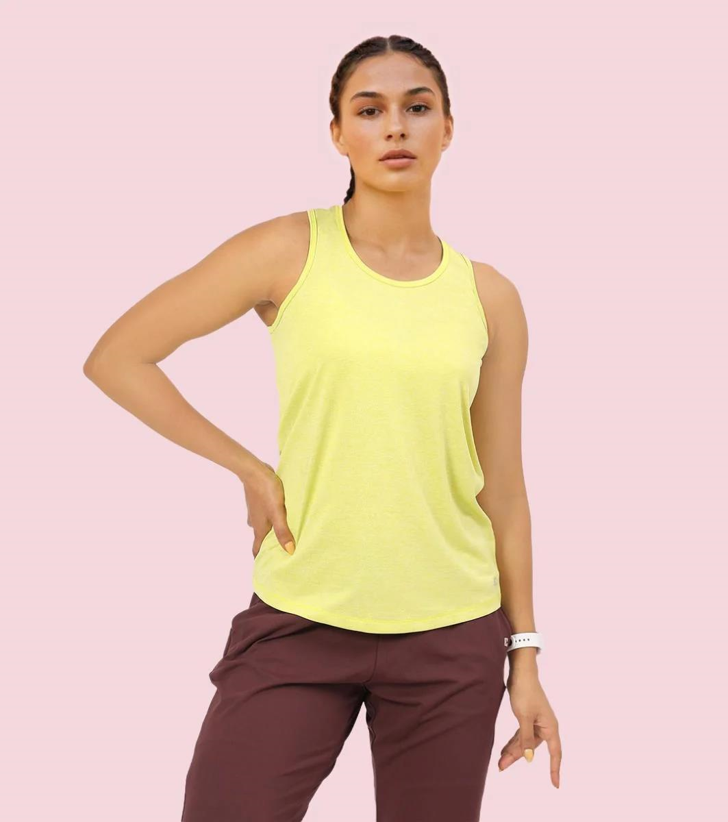 Enamor Sleeveless Round Neck Regular Length Tank T-Shirt - Slim Fit, Quick Dry, Antimicrobial