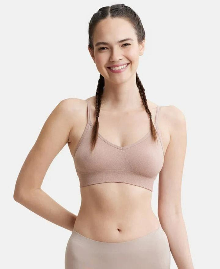 Jockey Women's Wired Padded Super Combed Cotton Elastane Strech Medium Coverage Plunge Neck Pushup Bra with Multiway Styling