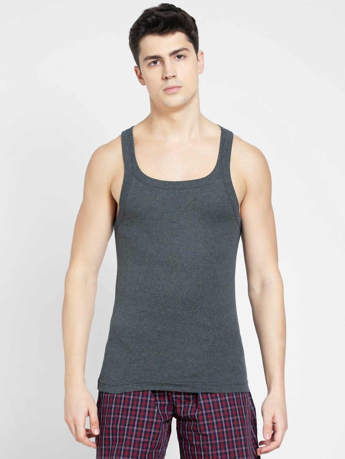 Jockey Men's Super Combed Cotton Rib Square Neckline Gym Vest