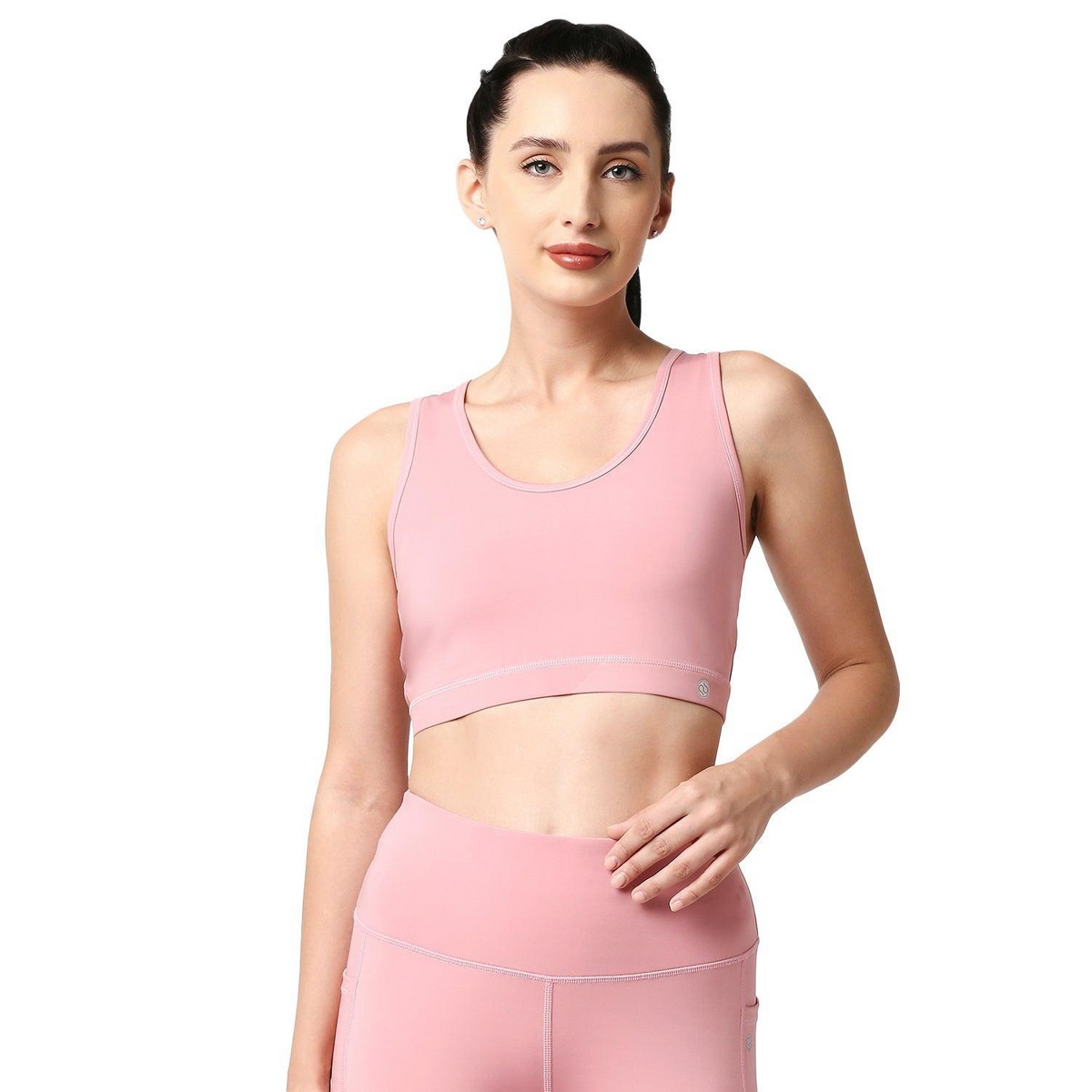 Soie Woman's Medium Impact Removable Cups Non Wired Racerback Activewear Sports Bra