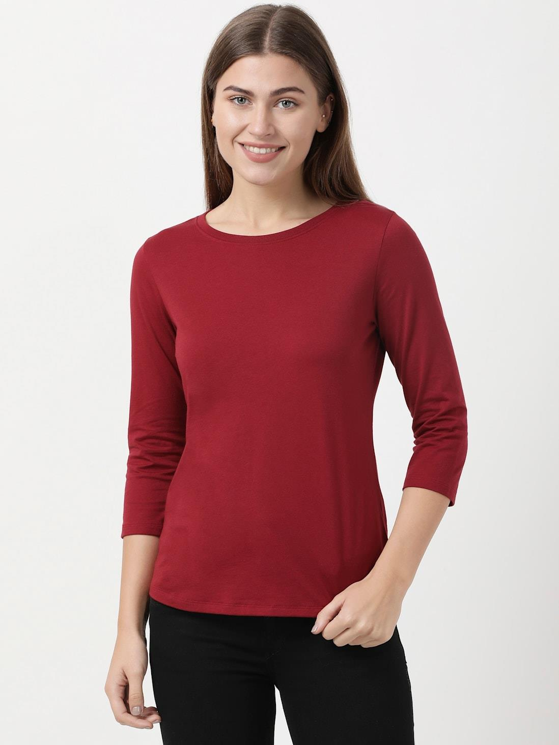 JOCKEY LADIES R-NECK T-SHIRT 3/4 SLEEVE SUPER COMBED COTTON T-SHIRT