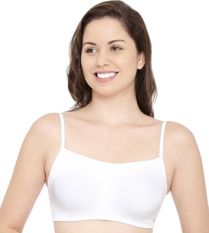 Enamor Moulded Double Layer Front Women's Cotton Cami Bra - Detachable Slim Straps with Back Keyhole, Non Padded, Wirefree, High Coverage