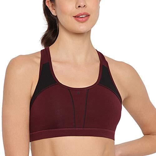 Enamor Medium Impact, Side Panel Shaping, Racer Back Women's Cotton Sports Bra - Padding with Removable Cups, Wirefree, High Coverage