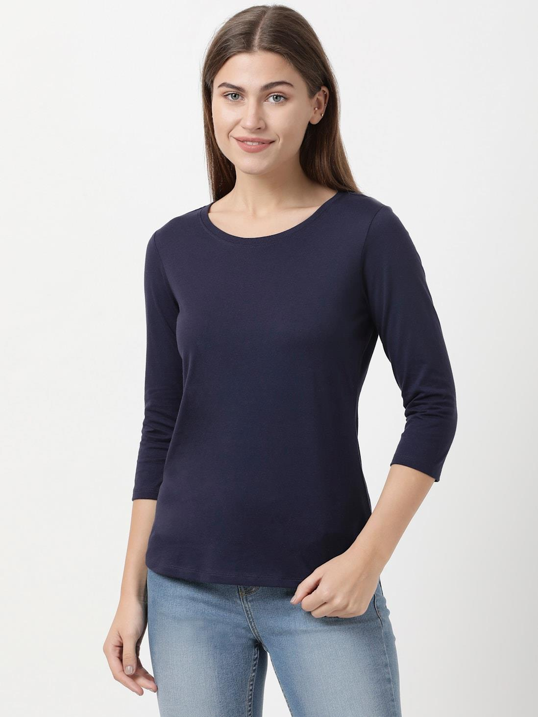 JOCKEY LADIES R-NECK T-SHIRT 3/4 SLEEVE SUPER COMBED COTTON T-SHIRT