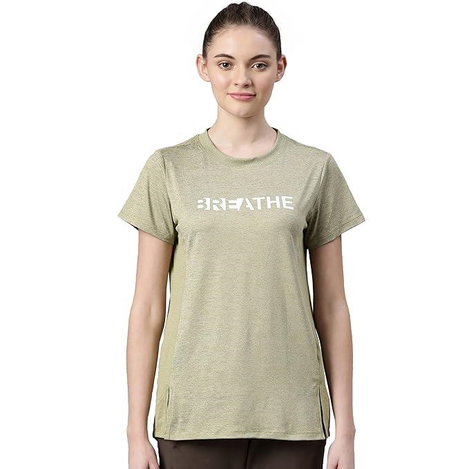 Enamor Womens Athleisure Dry Fit with Antimicrobial & Sweat Wicking Crew Neck Short Sleeve Breathe Active Wear T-Shirt