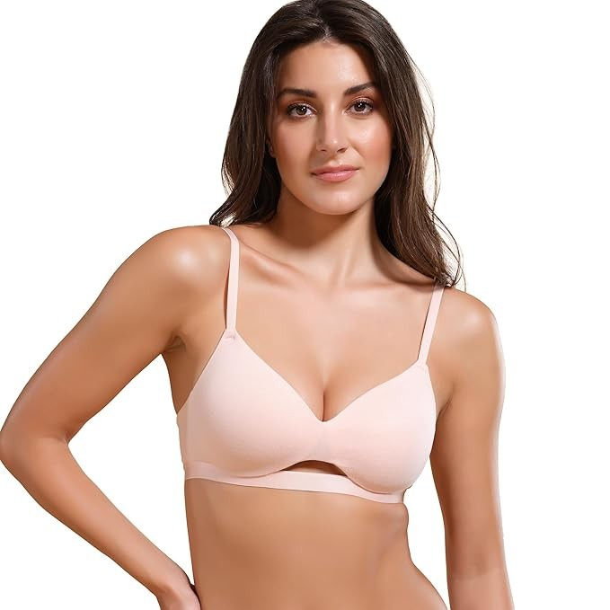 Enamor Innovations Cloudsoft, Invisi Neckline Women's Cotton Everyday T-Shirt Bra - Padded, Wirefree, Medium Coverage