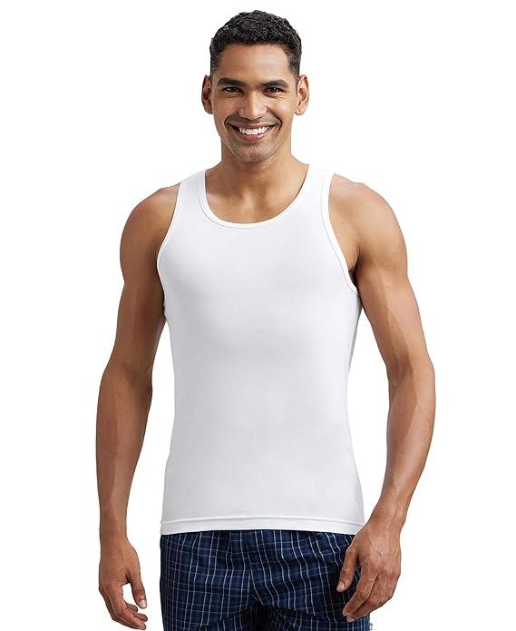 Jockey Men's Super Combed Cotton Rib Round Neck Slim Fit Sleeveless Vest with Extended Length for Easy Tuck