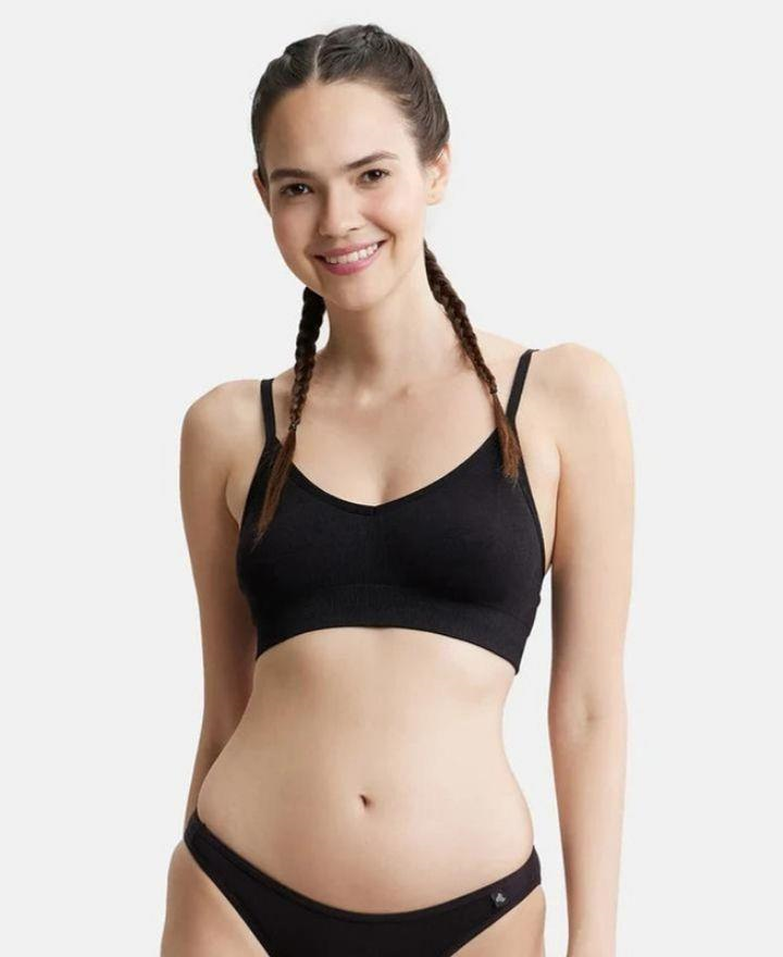 Jockey Women's Wired Padded Super Combed Cotton Elastane Strech Medium Coverage Plunge Neck Pushup Bra with Multiway Styling