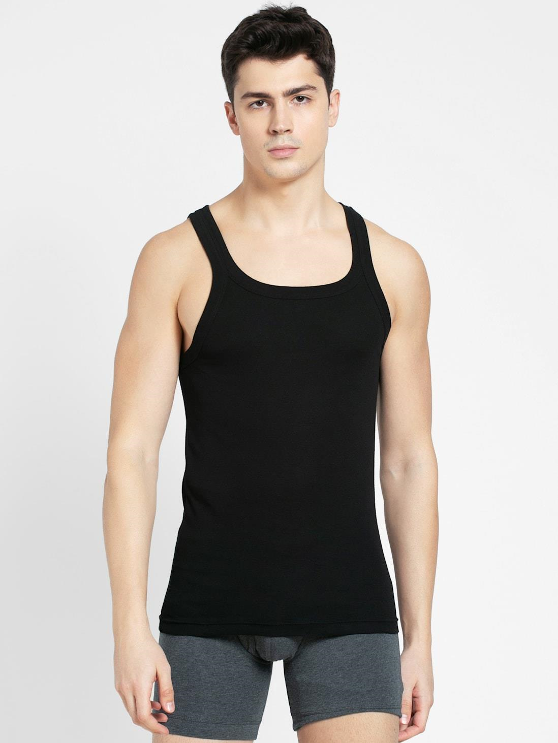 Jockey Men's Super Combed Cotton Rib Square Neckline Gym Vest