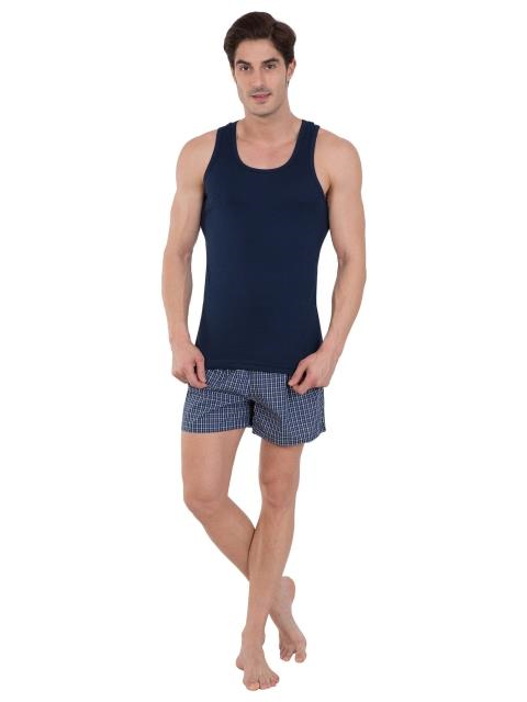 Jockey Men's Super Combed Cotton Rib Slim Fit Racer Back Styling Round Neck Gym Vest