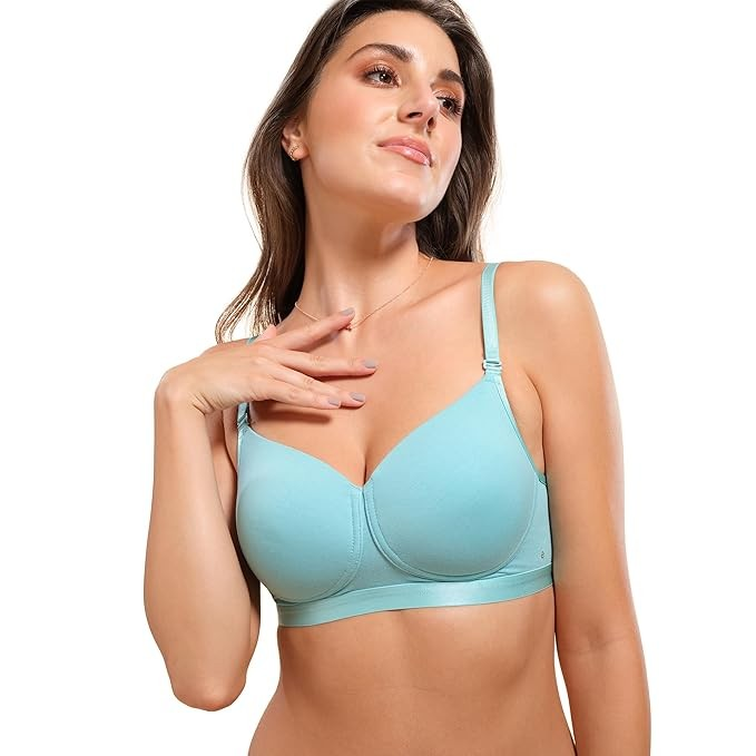 Enamor Innovations Fabcool Breathable Cup Women's T-Shirt Bra - Antimicrobial Comfort, Perforated Cups Padded, Wirefree, High Coverage