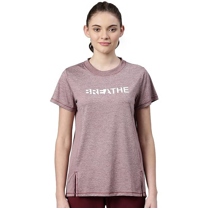Enamor Womens Athleisure Dry Fit with Antimicrobial & Sweat Wicking Crew Neck Short Sleeve Breathe Active Wear T-Shirt