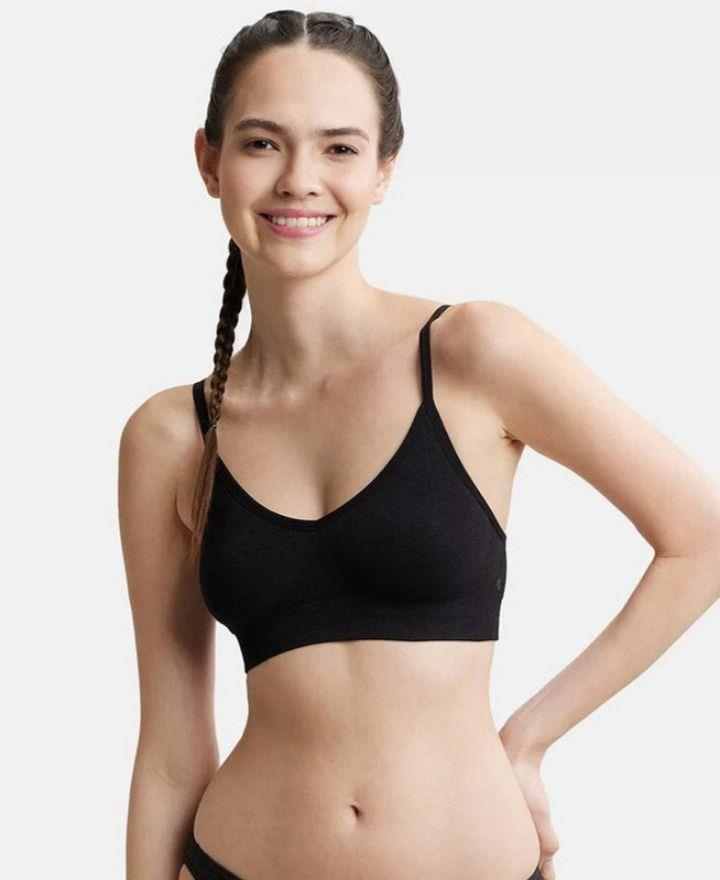 Jockey Women's Wired Padded Super Combed Cotton Elastane Strech Medium Coverage Plunge Neck Pushup Bra with Multiway Styling