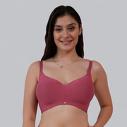 SOIE Women’s Full Coverage Padded Non-Wired Seamless T-Shirt Bra | Ultra Soft Nylon Spandex with Adjustable Straps, Side Support & Smooth Invisible Finish
