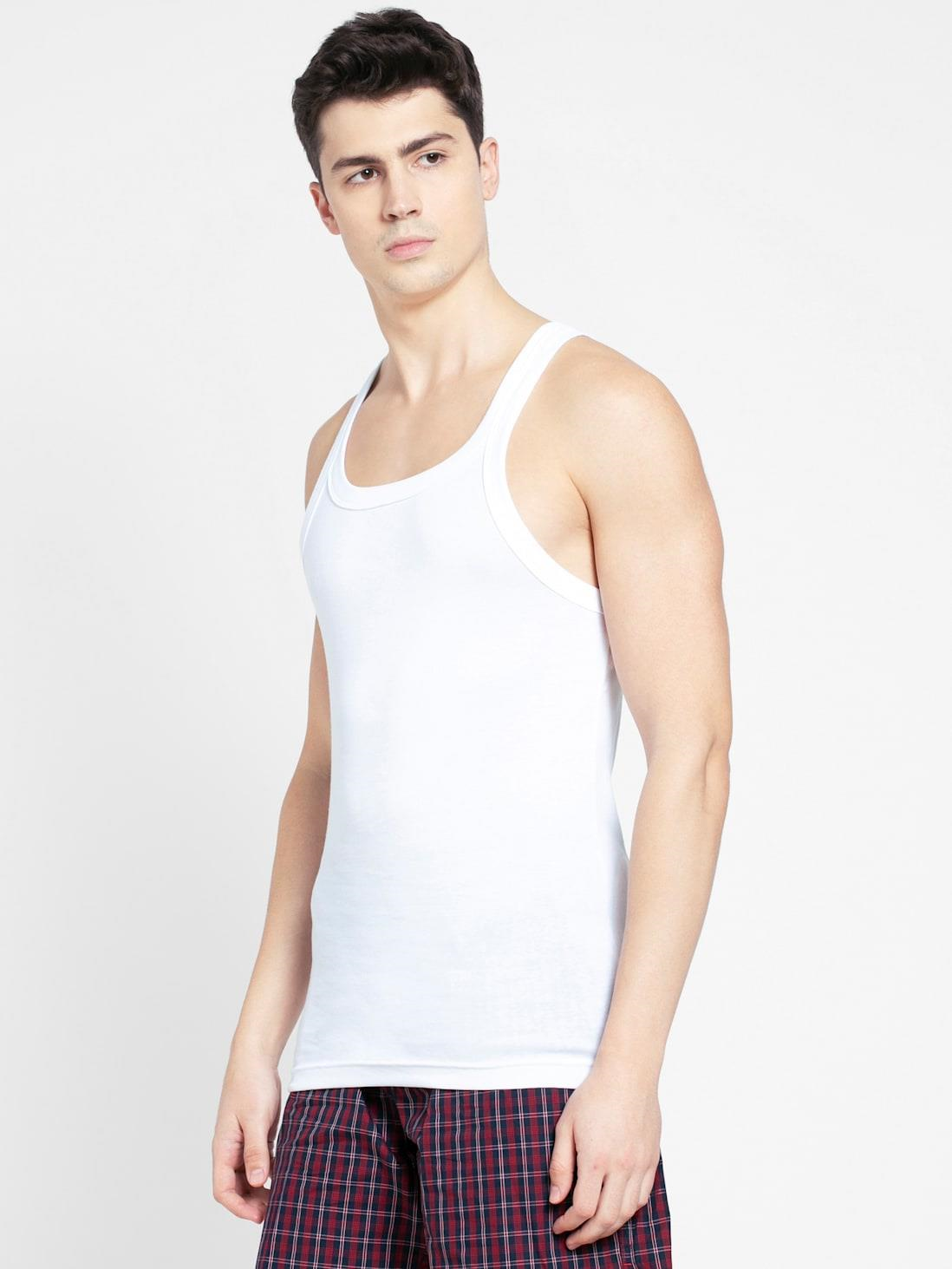 Jockey Men's Super Combed Cotton Rib Square Neckline Gym Vest