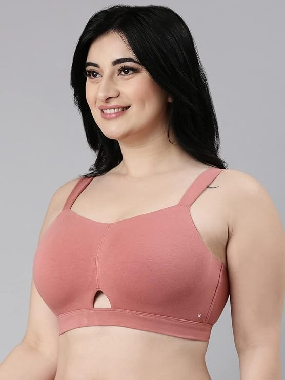 Enamor Innovations Cloudsoft Invisi Bonded Neck Women's Everyday Cotton Minimizer Bra - Padded, Wirefree, Full Coverage