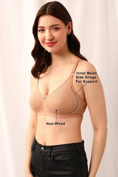 Clovia Cotton Spandex Solid Non-Padded Full Cup Wire Free T-Shirt Bra