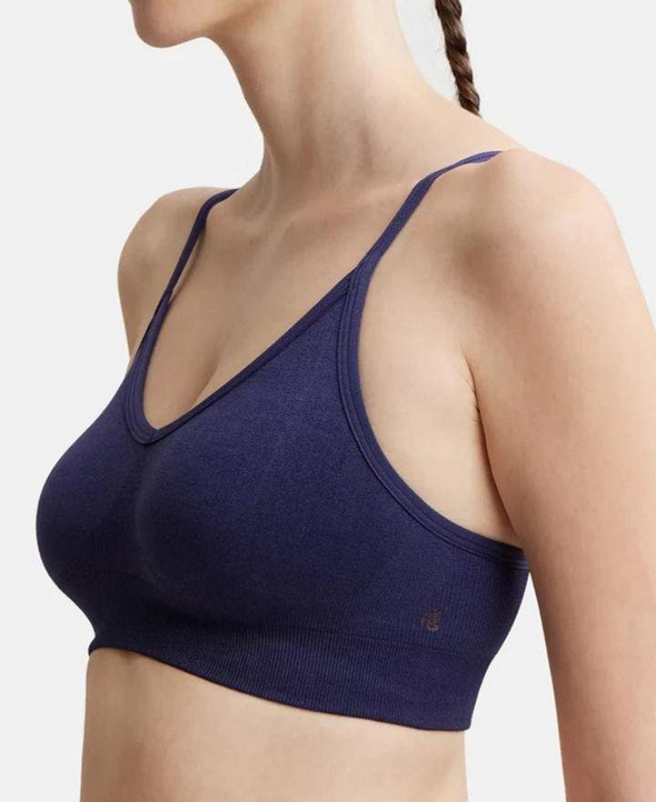Jockey Women's Wired Padded Super Combed Cotton Elastane Strech Medium Coverage Plunge Neck Pushup Bra with Multiway Styling