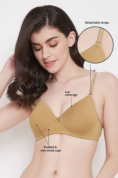 Clovia Women's Cotton Padded Non-Wired Full Cup Multiway T-Shirt Bra