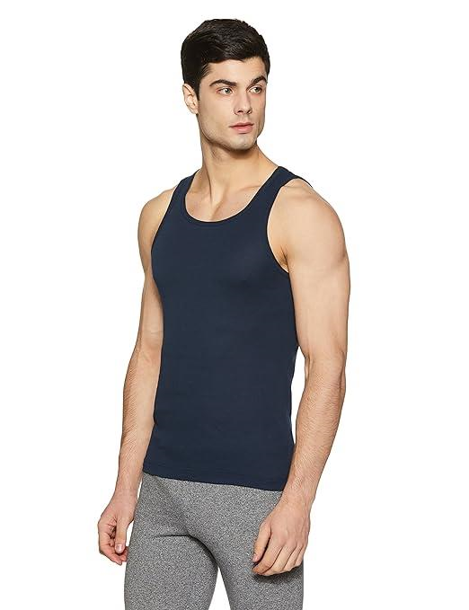 Jockey Men's Super Combed Cotton Rib Round Neck Slim Fit Sleeveless Vest with Extended Length for Easy Tuck