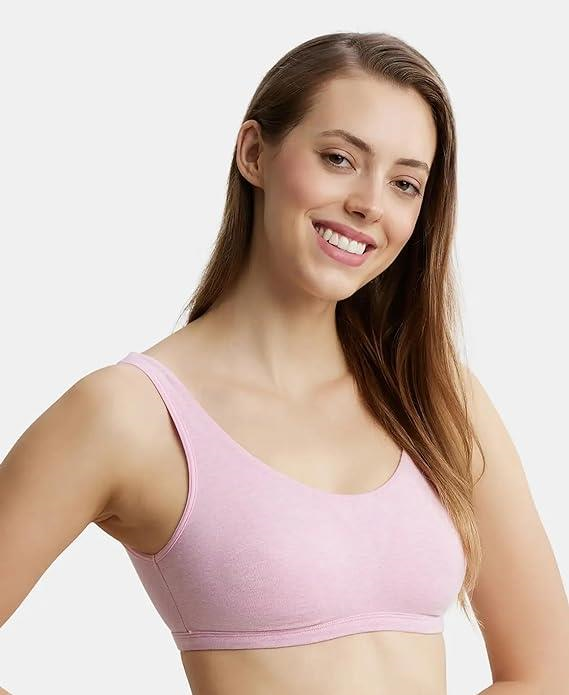 Jockey  Women's Super Combed Cotton Elastane Stretch Slip On Crop Top Bra with Stay Fresh Treatment