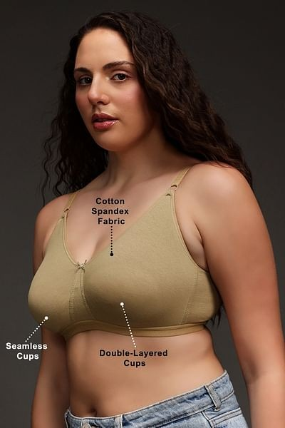 Clovia Cotton Spandex Solid Non-Padded Full Cup Wire Free T-Shirt Bra
