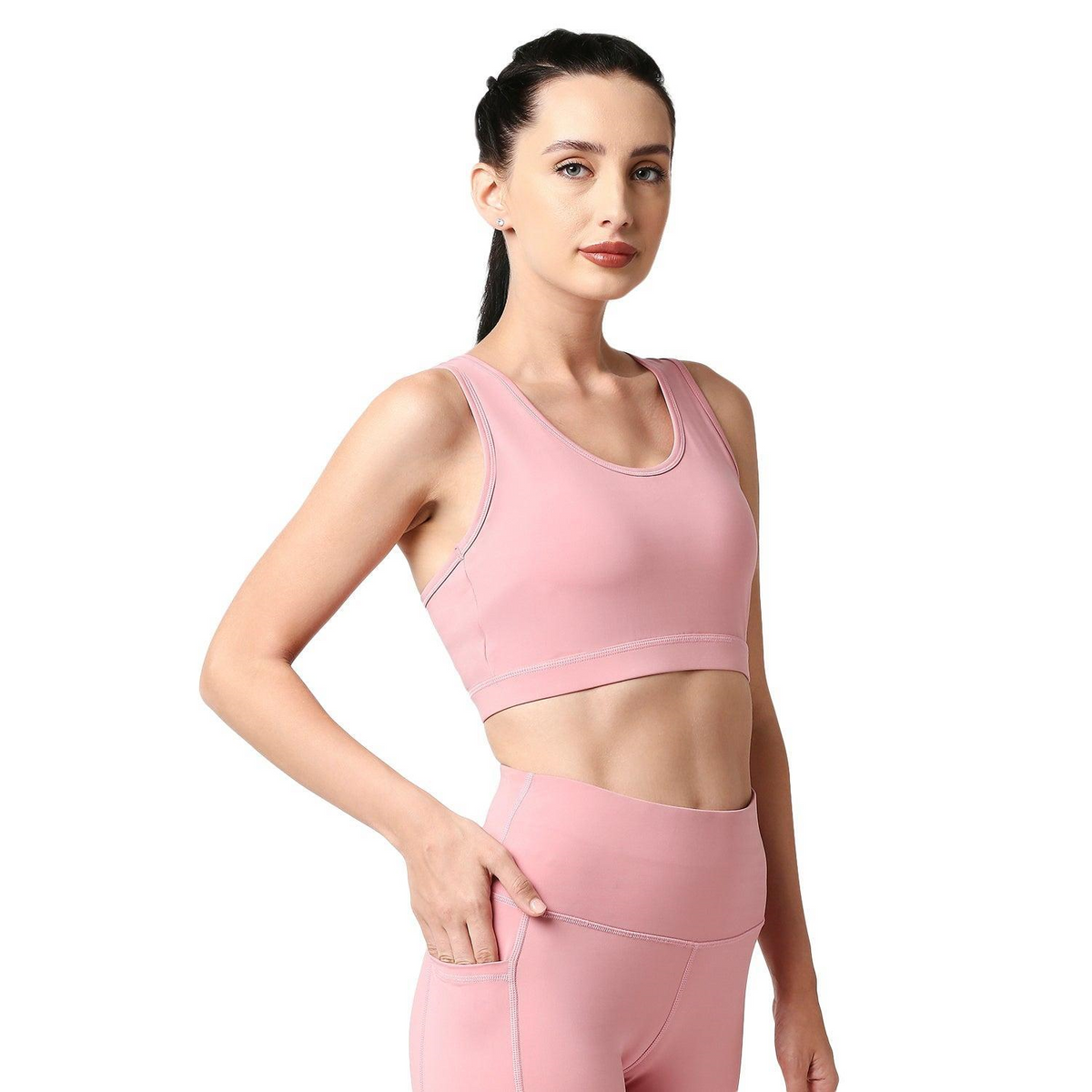 Soie Woman's Medium Impact Removable Cups Non Wired Racerback Activewear Sports Bra