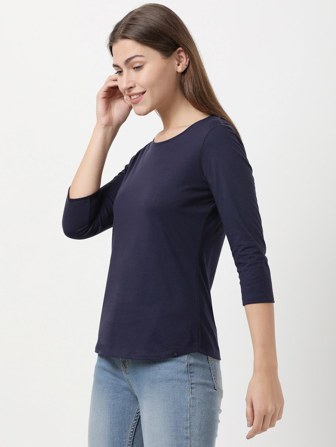 JOCKEY LADIES R-NECK T-SHIRT 3/4 SLEEVE SUPER COMBED COTTON T-SHIRT