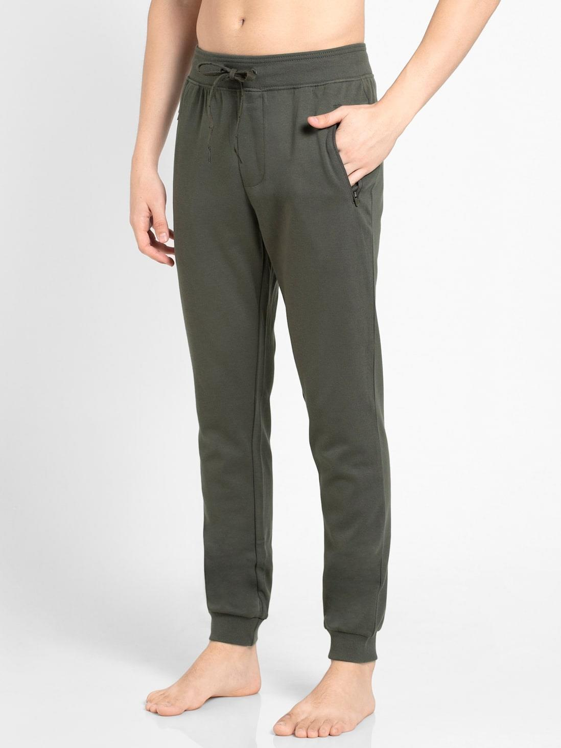 Jockey Men's Super Combed Cotton Rich Slim Fit Mid Rise Joggers with Zipper Pockets