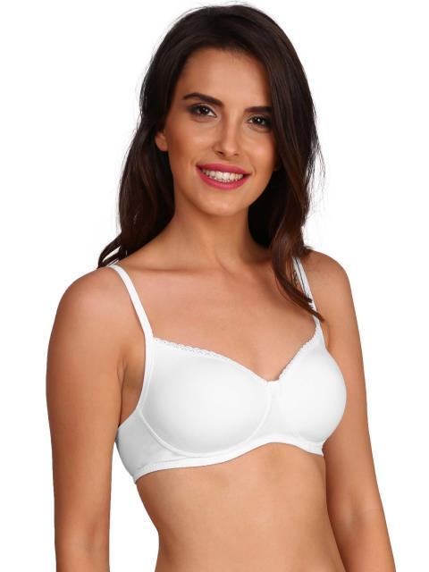 Jockey  Women's Wirefree Padded Super Combed Cotton Elastane Stretch Medium Coverage Lace Styling T-Shirt Bra with Adjustable Straps