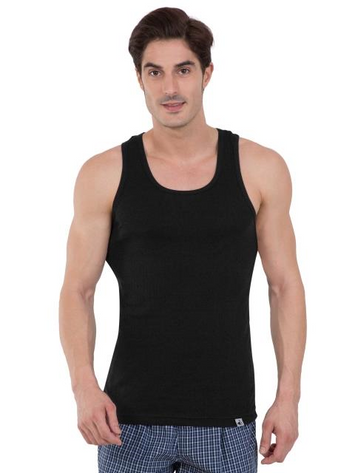 Jockey Men's Super Combed Cotton Rib Slim Fit Racer Back Styling Round Neck Gym Vest