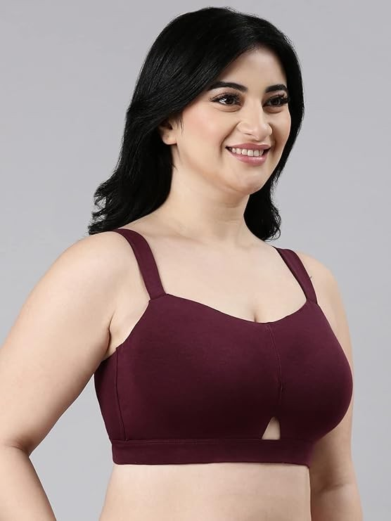 Enamor Innovations Cloudsoft Invisi Bonded Neck Women's Everyday Cotton Minimizer Bra - Padded, Wirefree, Full Coverage