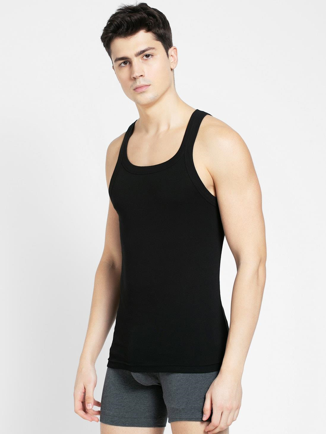 Jockey Men's Super Combed Cotton Rib Square Neckline Gym Vest